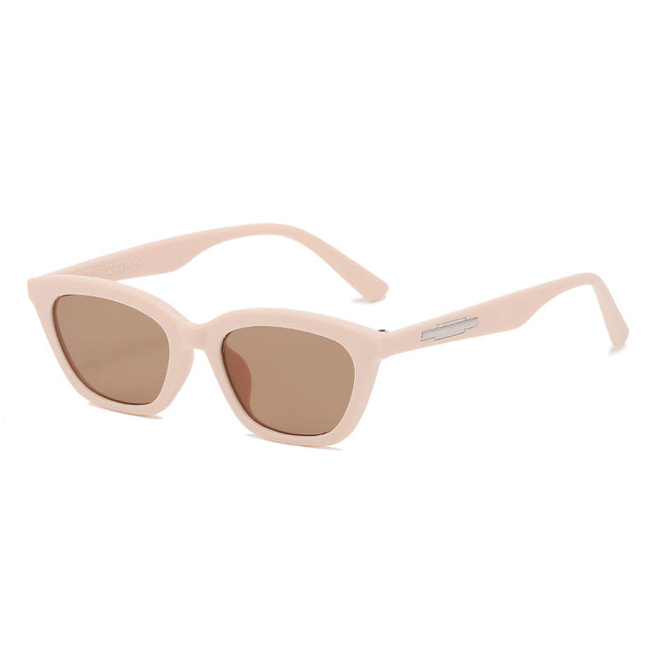 Kvinnors trendiga Cat-Eye solglasögon med transparent ram och spegelglas