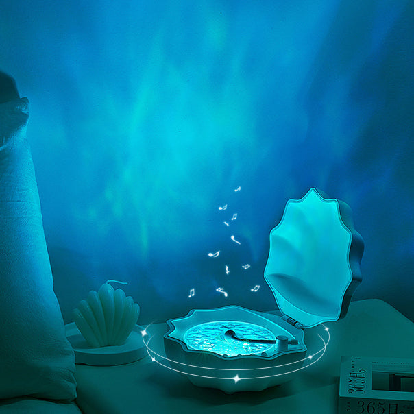 Skal-lampa Vågor Retro Bluetooth Skivspelare LED Nattljus - Perfekt Gåva för Barn och Flickor