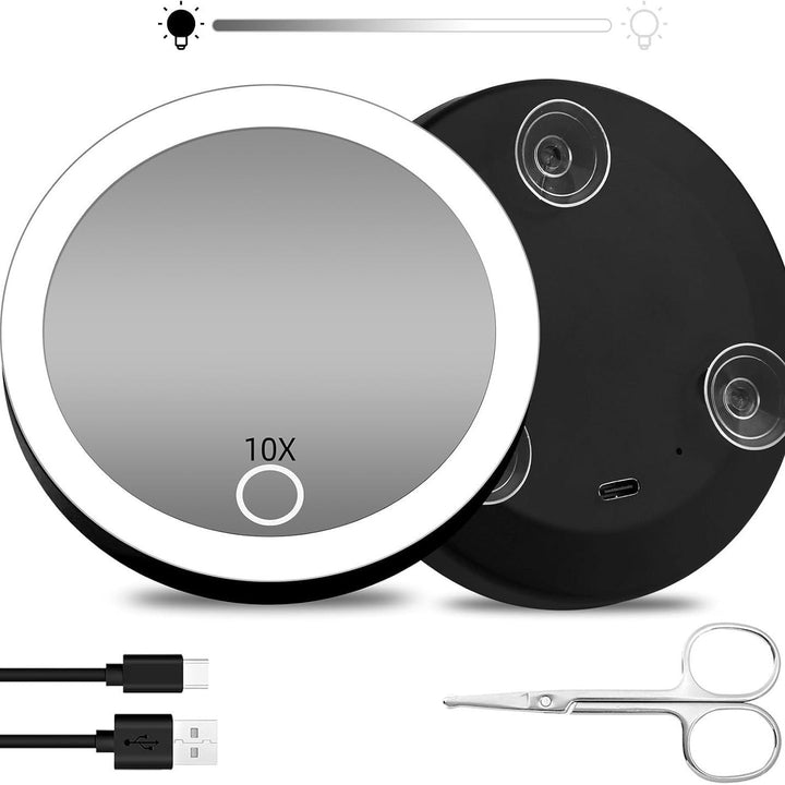 TenX LED Sugande Förstoringsspegel för Makeup med Touch Sensor USB Uppladdningsbar Bärbar