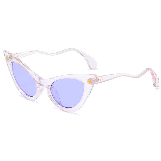 Kvinnors Cat-Eye Solglasögon med Spegelglas och Elegant Detalj