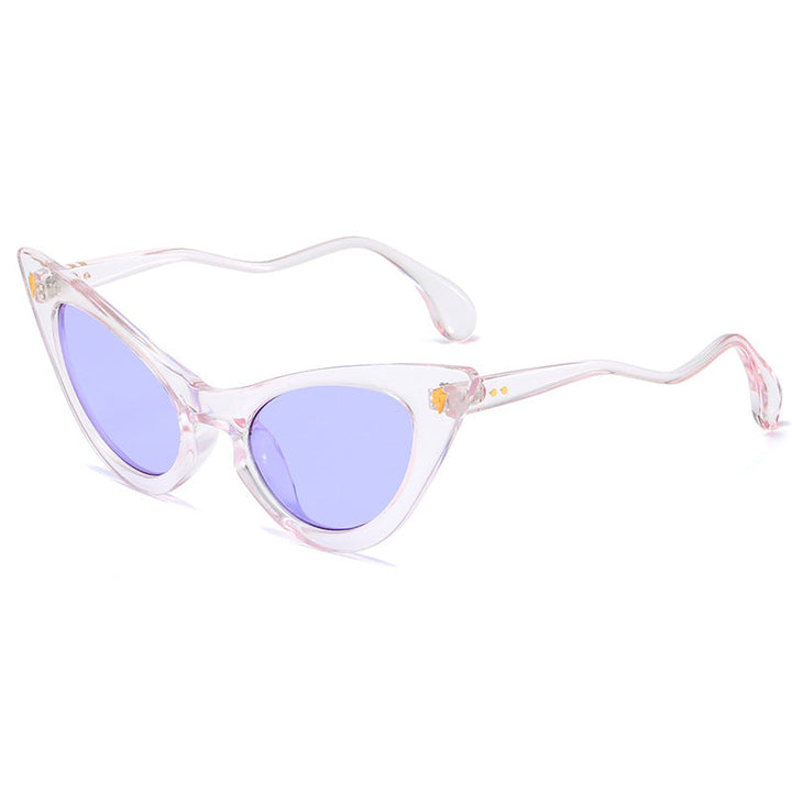 Kvinnors Cat-Eye Solglasögon med Spegelglas och Elegant Detalj