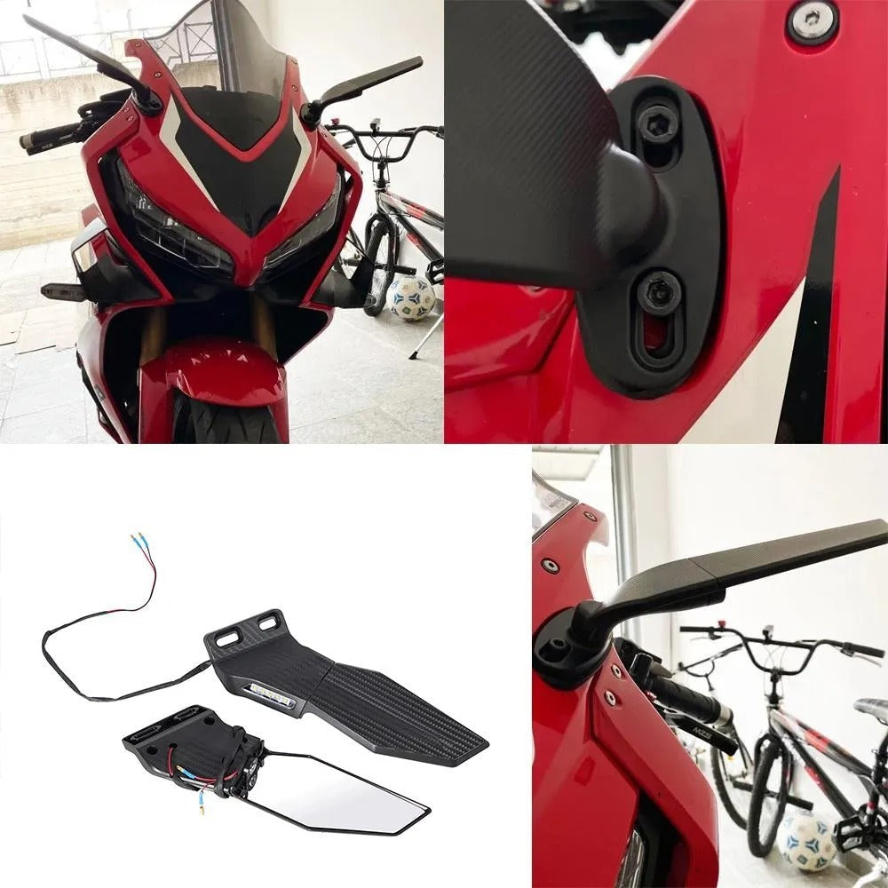 Motorcykelbackspegelsats med integrerad LED-blinkers