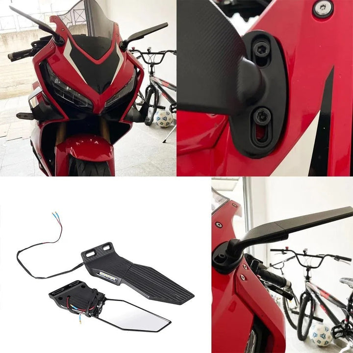 Motorcykelbackspegelsats med integrerad LED-blinkers