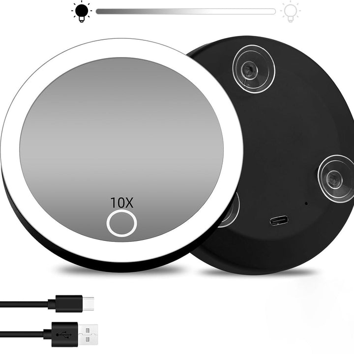 TenX LED Sugande Förstoringsspegel för Makeup med Touch Sensor USB Uppladdningsbar Bärbar