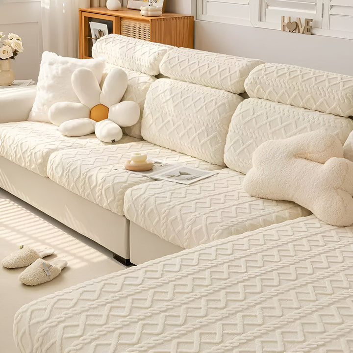 Samt-Sofaöverdrag med diamantmönster – Mjukt och lyxigt | Perfekt passform för alla soffor |