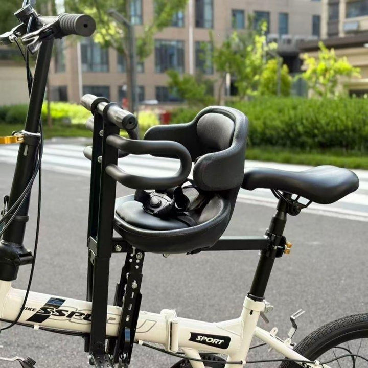 vadderad barncykelsäkerhetsstol med hög rygg och fempunktsbälte