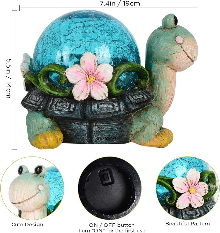 Solcellsdriven Suculent Sköldpadda Trädgårdsplanterings Nattljus Ornament