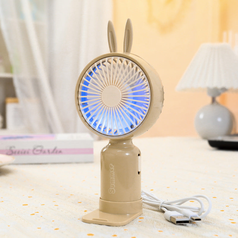 Kvinnors bärbara USB mini-fläkt med LED-nattljus, vikbar stativ och söt design