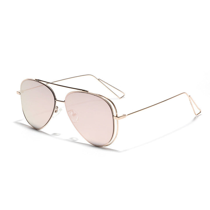 Kvinnors retro pilotglasögon med silvermetallram och spegelglas