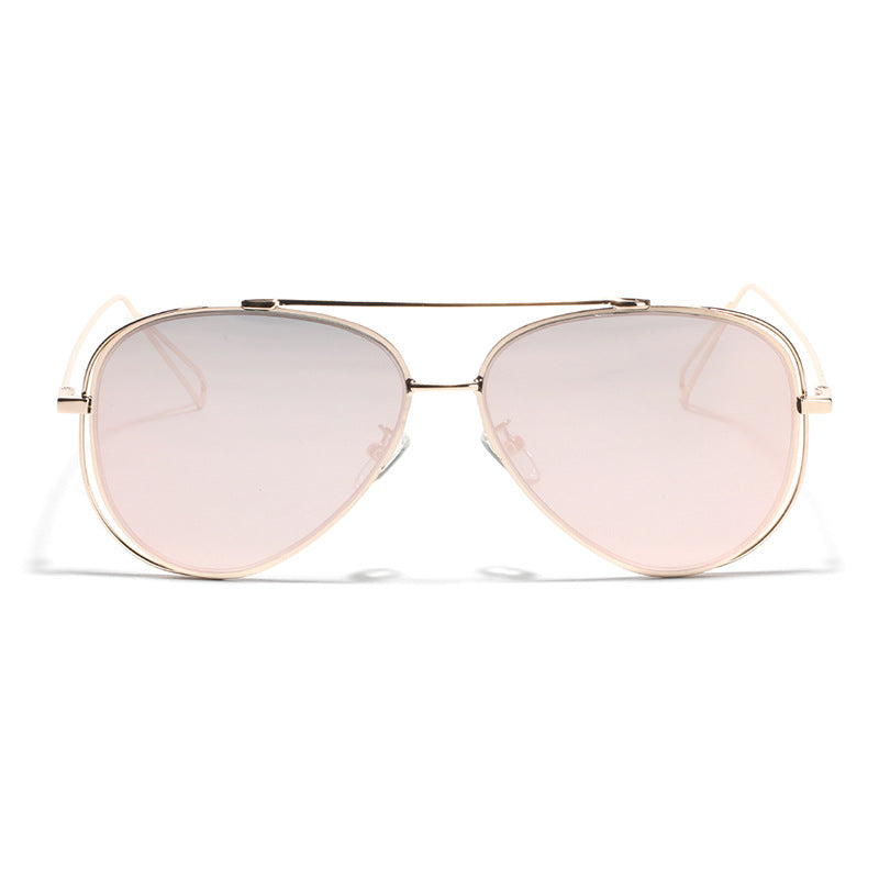Kvinnors retro pilotglasögon med silvermetallram och spegelglas
