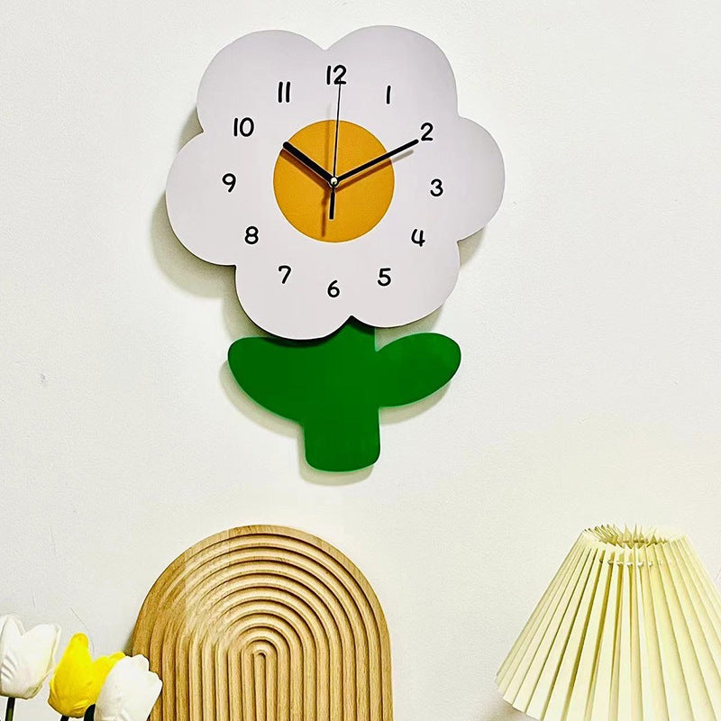 Blomma Tyst Väggklocka för Vardagsrum 30 cm