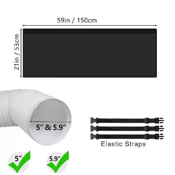 Unisex en storlek bred platt fönstertätningspanel för portabel luftkonditionering med universell rund avgasring och snabbkopplings elastiska band
