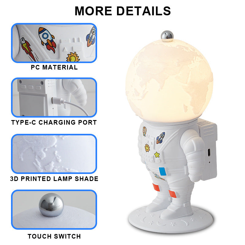 Astronaut Månlampa Resin Nattljus Sängkammare Sängbord Dekor Kreativ Gåva