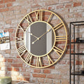 Metall Vintage Stor Väggklocka med Spegel 39cm