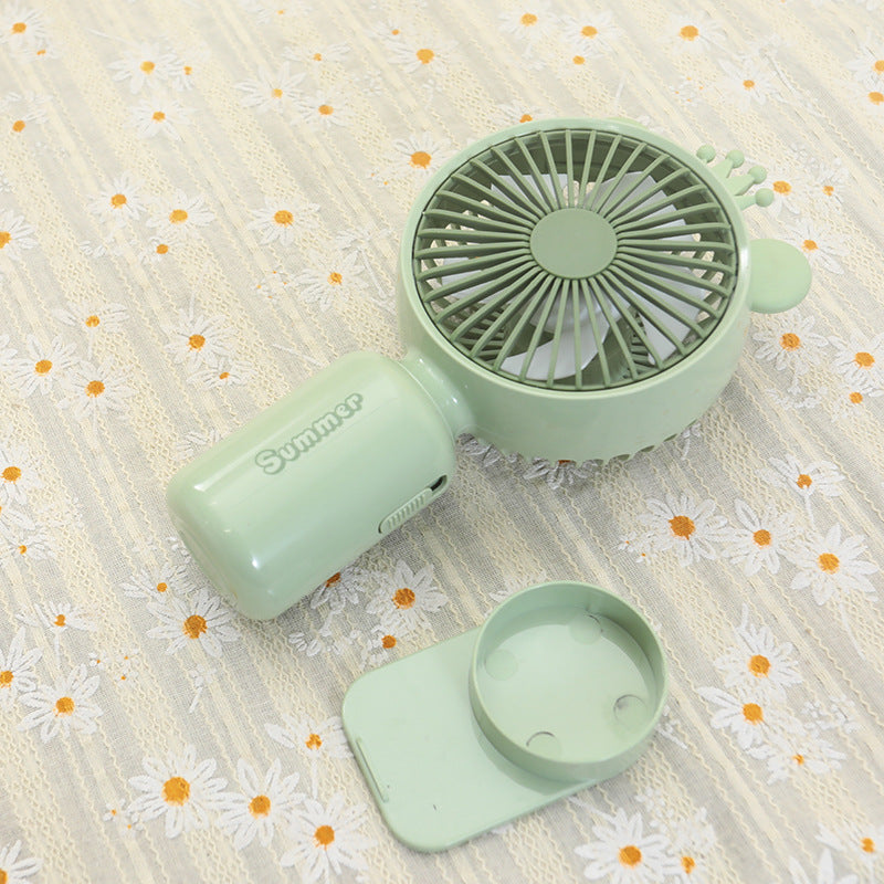 Kvinnors bärbara USB mini-fläkt med LED-nattljus, vikbar stativ och söt design