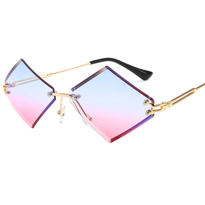 Damers fashionabla geometriska solglasögon med spegelglas