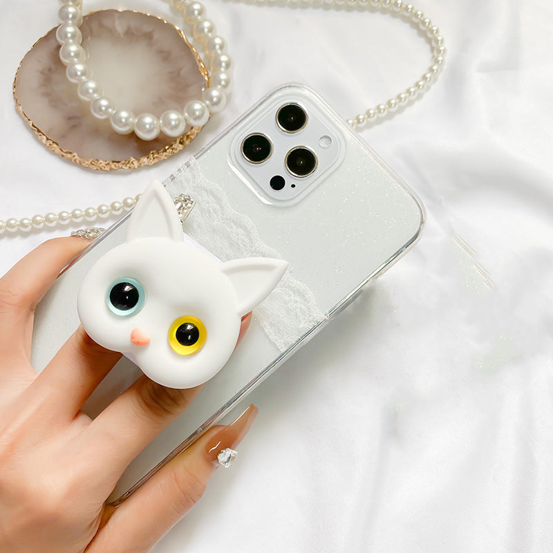 3D Söt Katt Telefonhållare med Mini Spegel