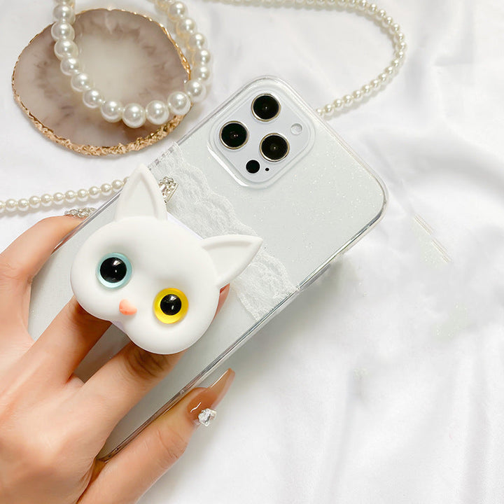 3D Söt Katt Telefonhållare med Mini Spegel