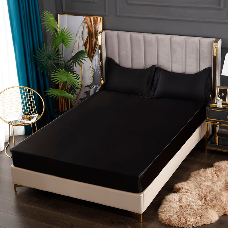 Silkesatin Elastisk Fodrad Lakan med GRATIS* Silkesatin Örngott