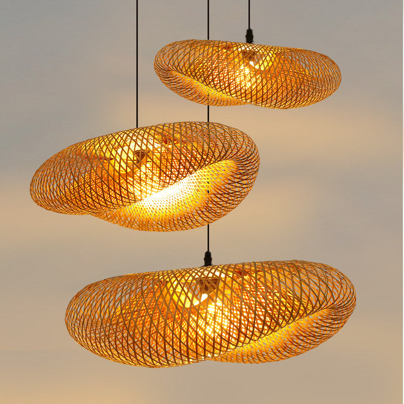 Rattan Vävd Bambu - Pendellampa - LED - Ljus