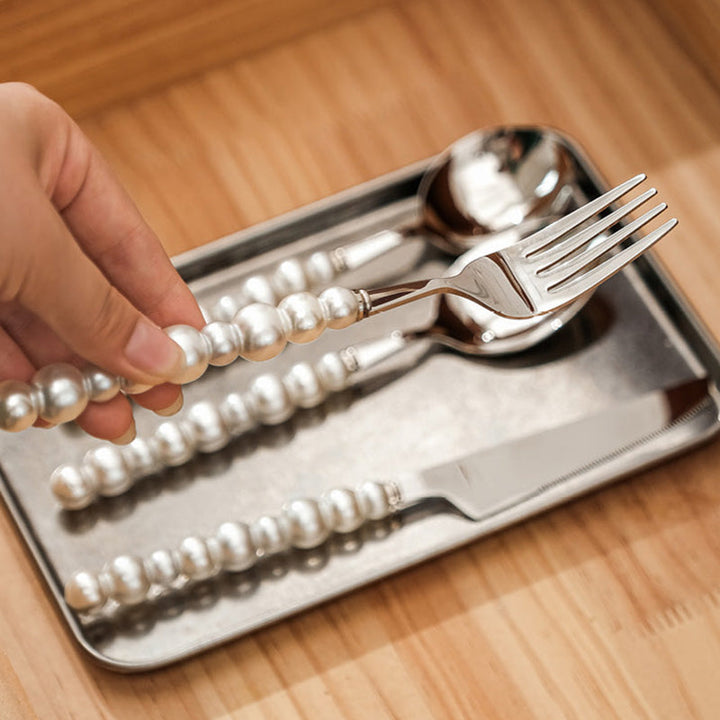 Pärlgrepp bestick 4-delars set