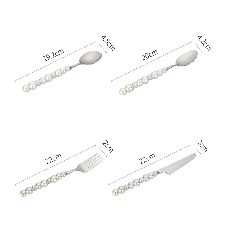 Pärlgrepp bestick 4-delars set