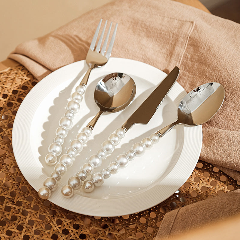 Pärlgrepp bestick 4-delars set