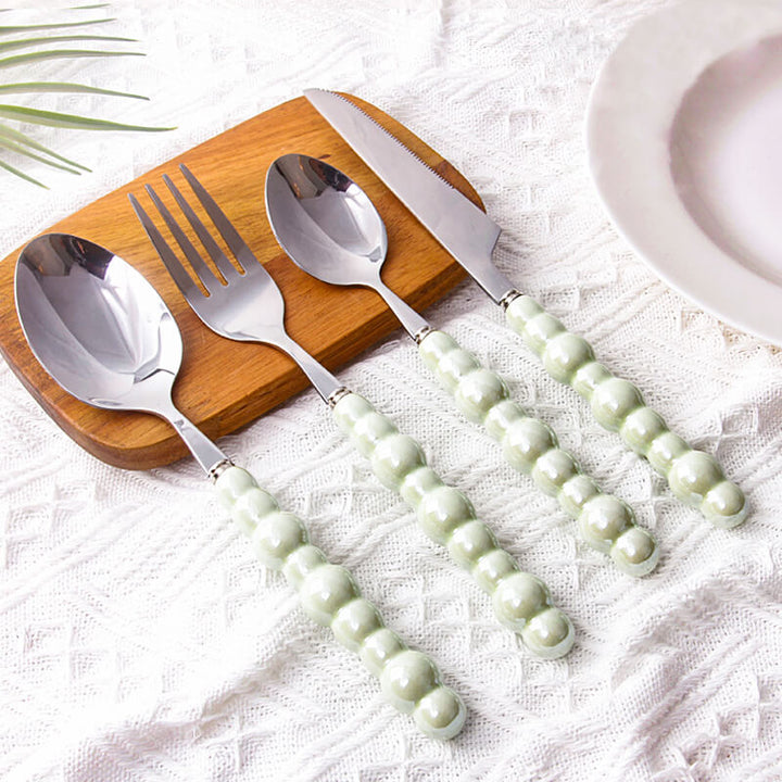 Pärlgrepp bestick 4-delars set