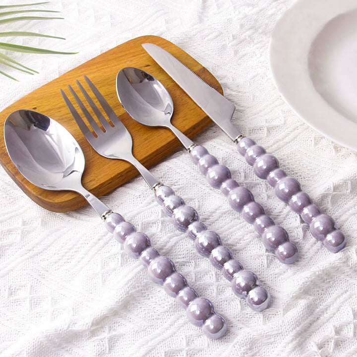 Pärlgrepp bestick 4-delars set