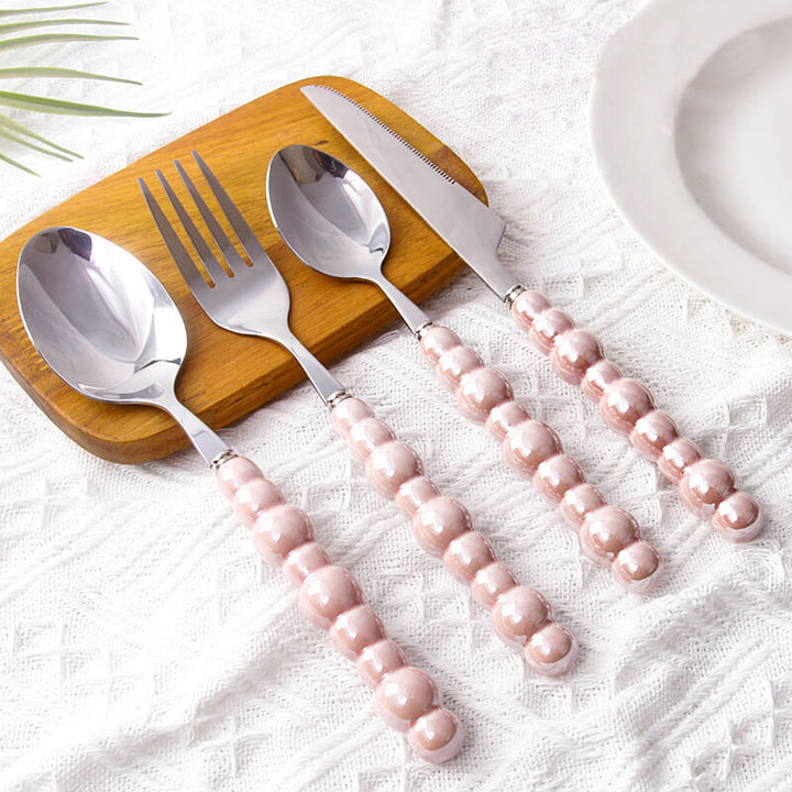 Pärlgrepp bestick 4-delars set