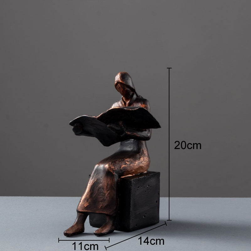Läsare Skulptur Bokstöd Bokstöd Abstrakt Karaktär Resin Staty Desk Dekoration Figurer Statuett Nordisk Heminredning