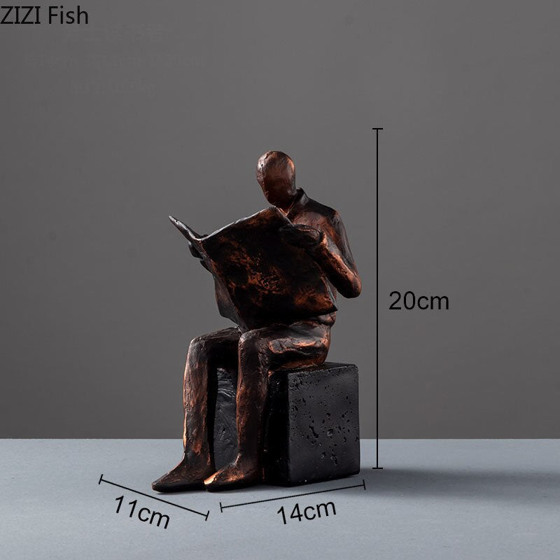 Läsare Skulptur Bokstöd Bokstöd Abstrakt Karaktär Resin Staty Desk Dekoration Figurer Statuett Nordisk Heminredning