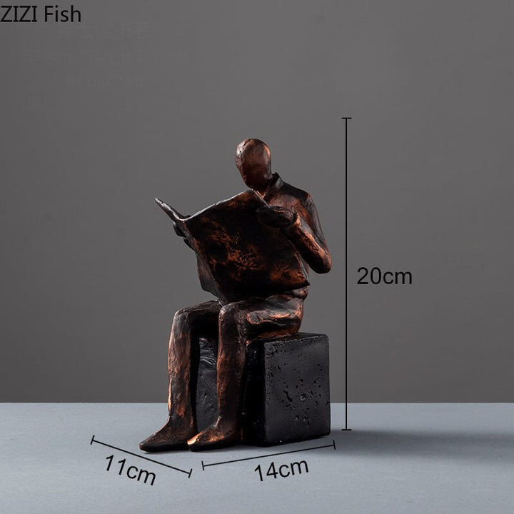Läsare Skulptur Bokstöd Bokstöd Abstrakt Karaktär Resin Staty Desk Dekoration Figurer Statuett Nordisk Heminredning