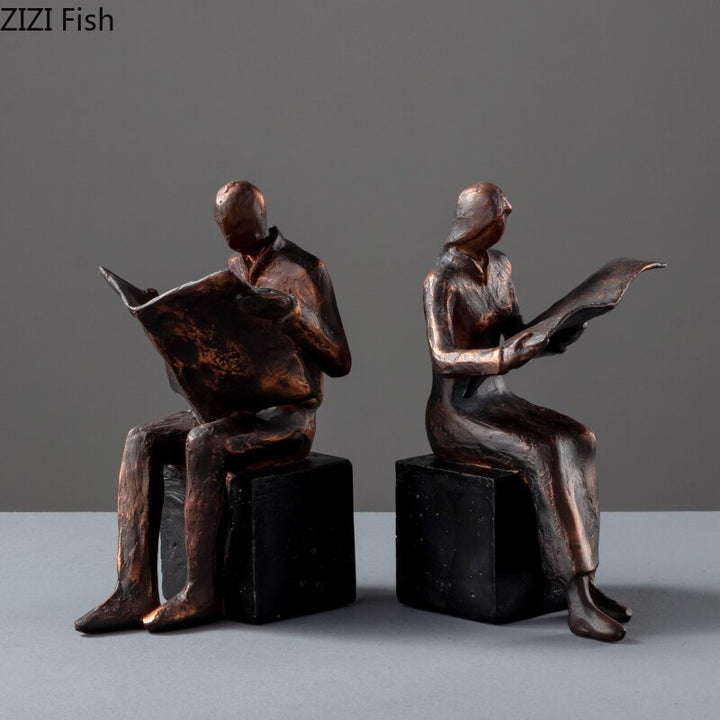 Läsare Skulptur Bokstöd Bokstöd Abstrakt Karaktär Resin Staty Desk Dekoration Figurer Statuett Nordisk Heminredning