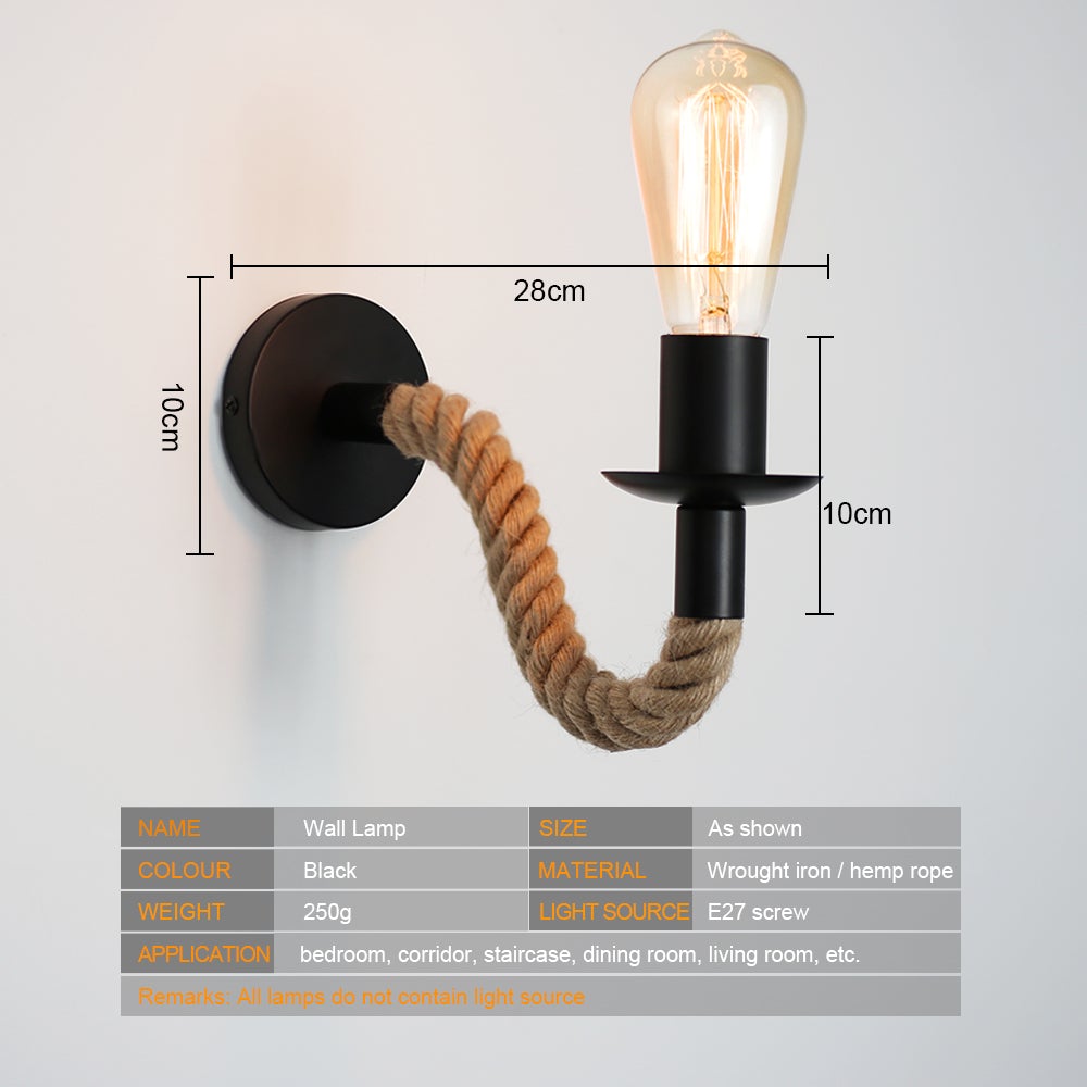 Retro Hampa Rep Industriell Loft Vägglampa