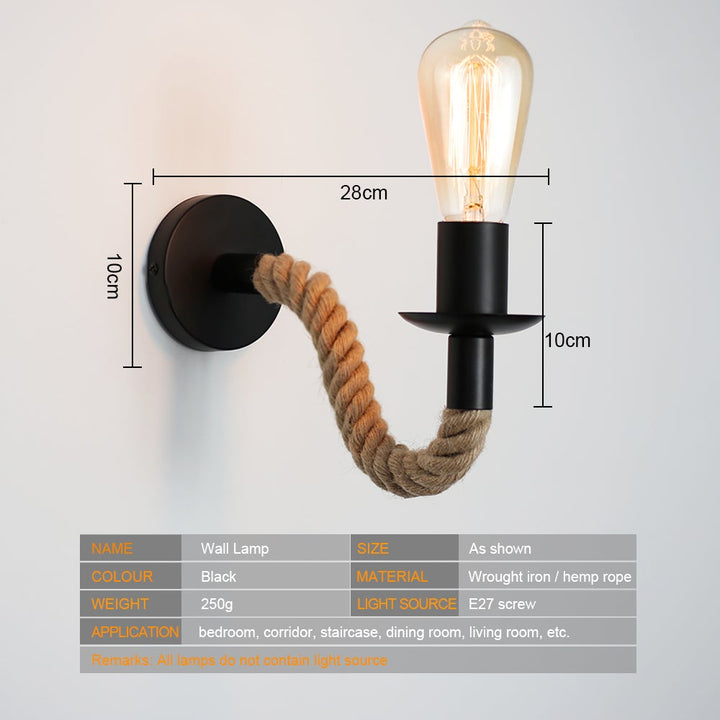 Retro Hampa Rep Industriell Loft Vägglampa