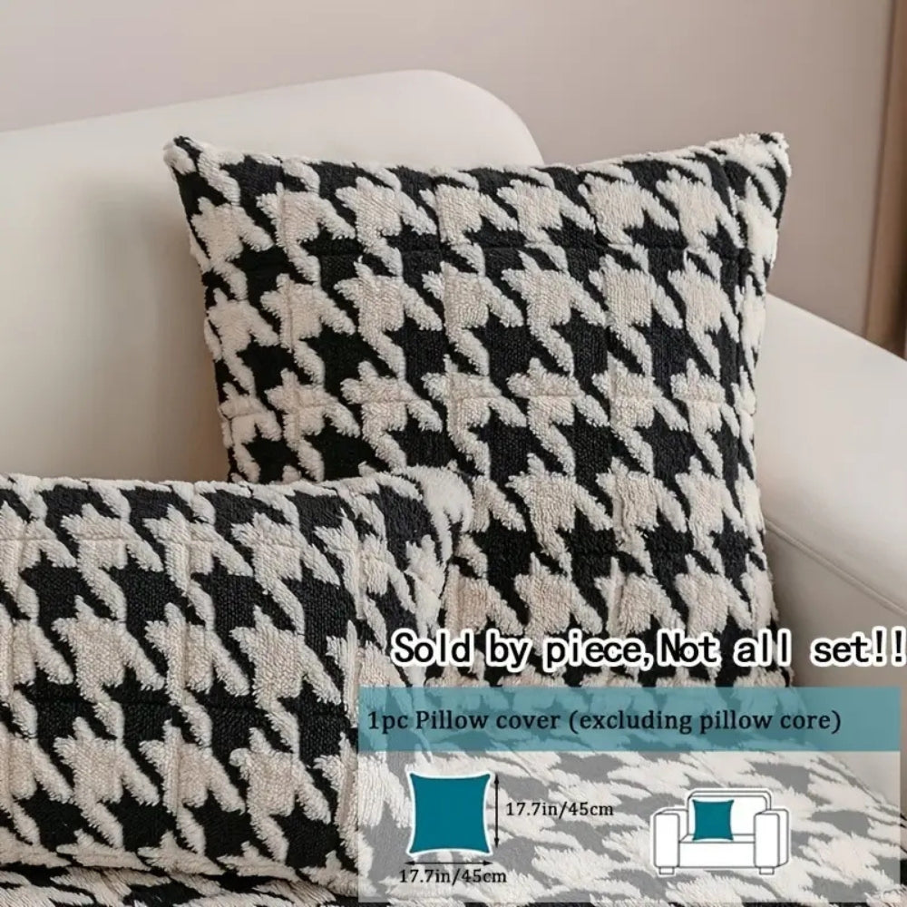 Färgglad Plysch Houndstooth Sofföverdrag och Kuddöverdrag
