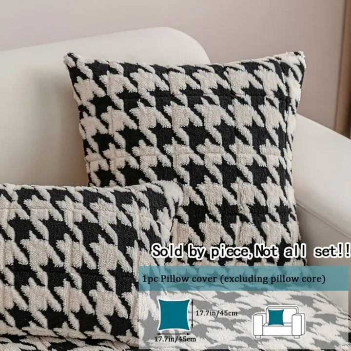 Färgglad Plysch Houndstooth Sofföverdrag och Kuddöverdrag