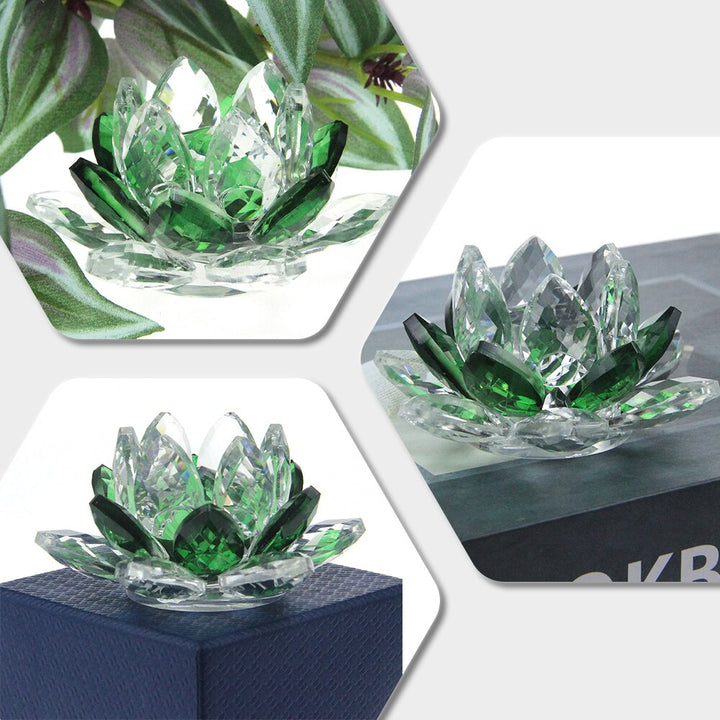 Kristall Lotus Blomma Hantverk Glas Pappersvikt Heminredning Ornament Figurer Hem Bröllop Fest Dekor Gåvor Souvenir