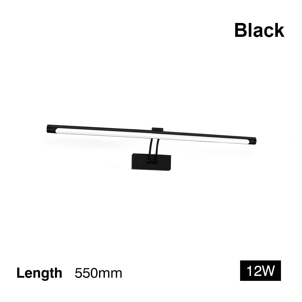 80-100cm LED vägglampa - Modern svart/silver vägglampa för badrummet, internt monterad bildlampa