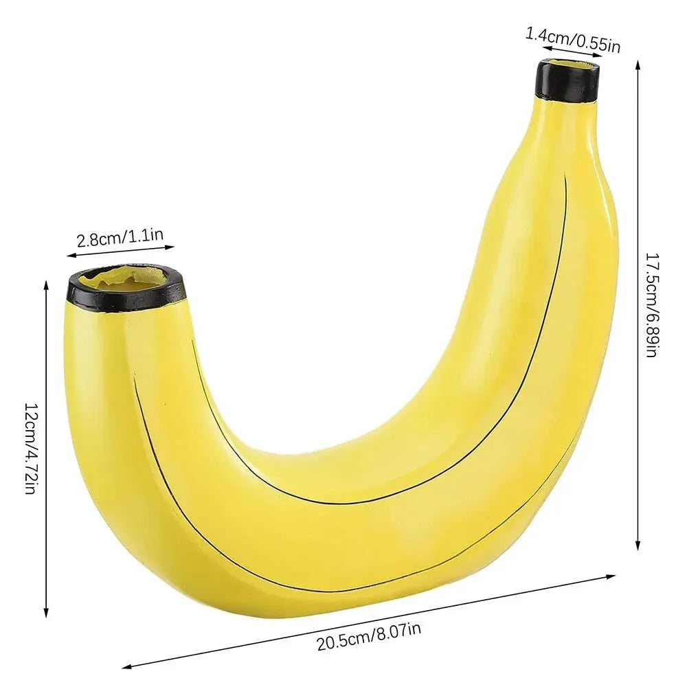 Bananvas, blomvas gjord av resin, söt bananform, dekorativ bordsvas för blomsterarrangemang, vardagsrum, sovrum, heminredning