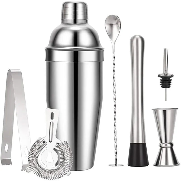 550 ml/750 ml Rostfritt Stål Cocktail Shaker Mixer Dryck Bartender Set Bar Set Verktyg Med Vinställ Stativ Verktyg för Födelsedagspresent