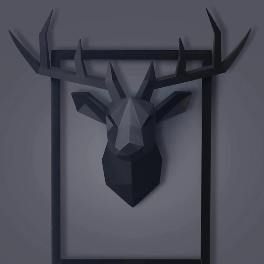 3D-Hjorthuvud Skulptur, geometrisk resin, djurhjorthuvud väggdekoration, modern heminredning, lyxig dekorativ väggdekoration