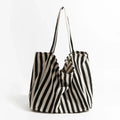 Randig linne tote bag