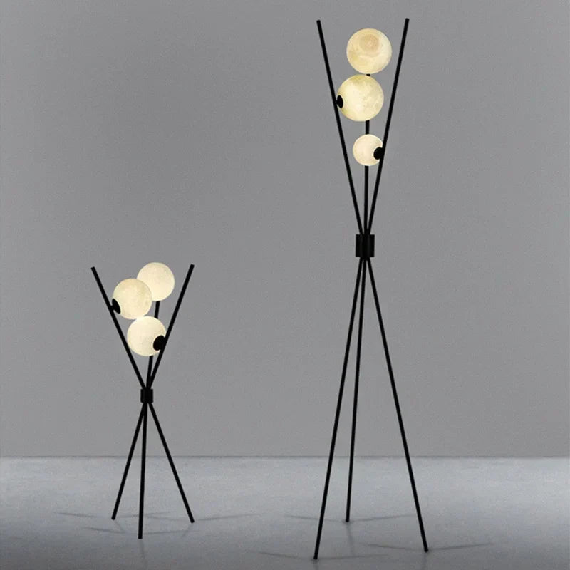 LunaGlow 3D Månlampa golvlampa med modern design och stativ LED!