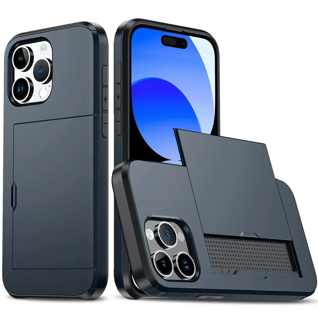 LuxShield iPhone-fodral med kortfack | Slim Design | Kortförvaring | Skydd och stil