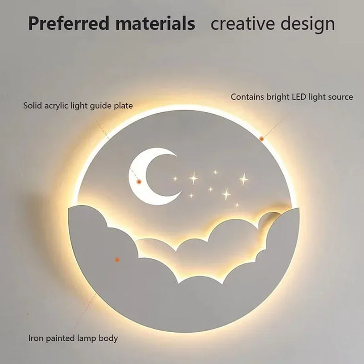 Magisk LED Vägglampa – Måne &amp; Stjärnor Nattlampa