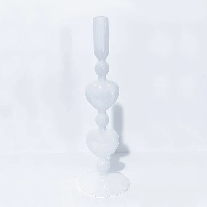 Retro Taper Candle Holder Röd Hjärta Form Glas Ljusställ Bröllop Bord Dekoration Hem Fest Glas Vaser Dekor