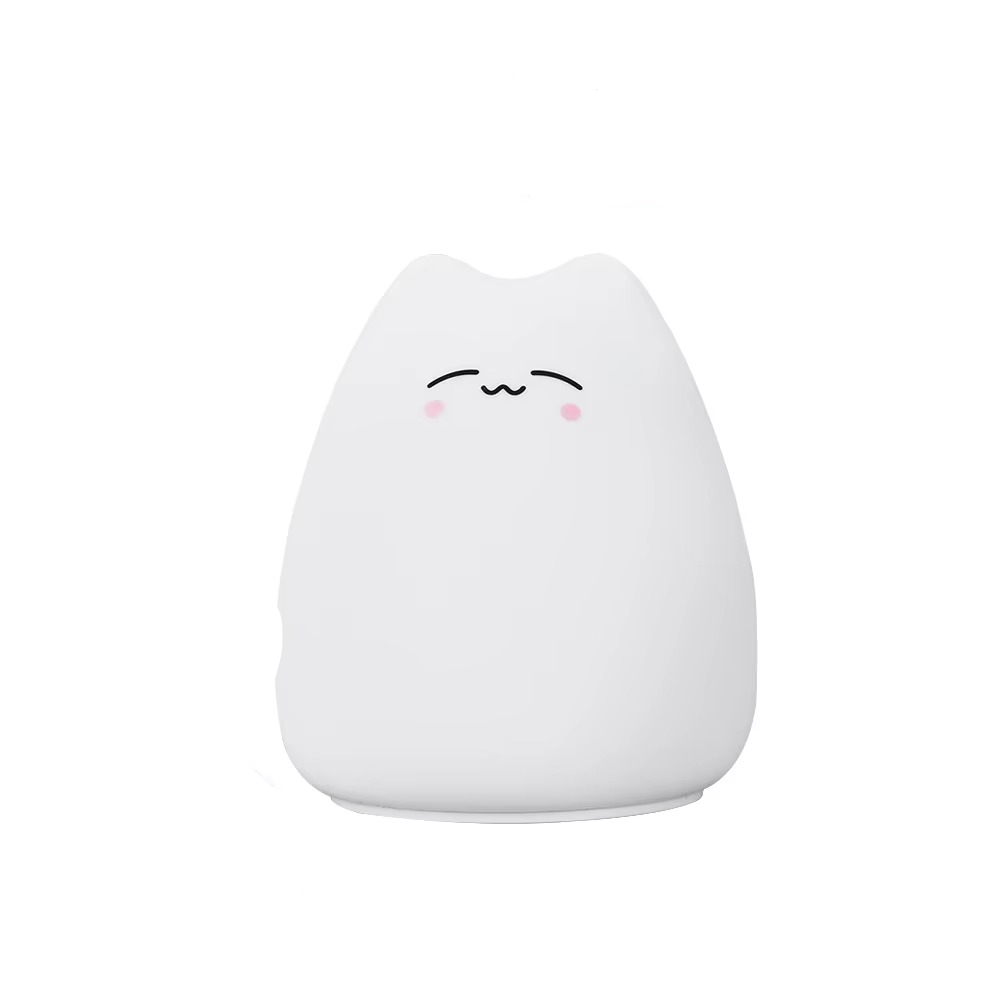 Charmig katt silikon nattlampa med 7-färgs touchsensor