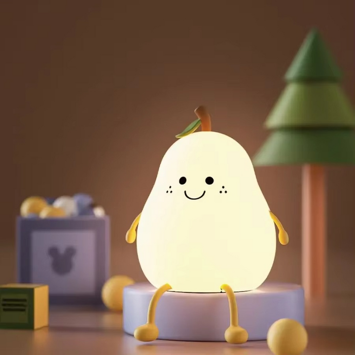 Supermjuk Touch-kontrollerad Flerfärgad Silikon Päron Nattlampa